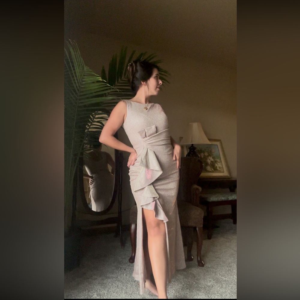 Betsy & Adam Shimmer Dress in Cream